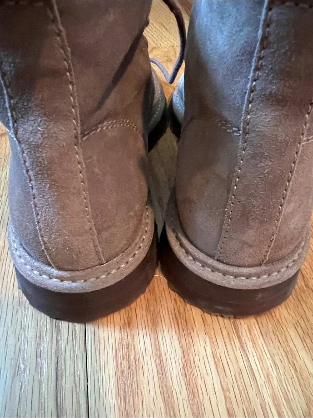 Suede Lace-Up Chukka Boots in Taupe